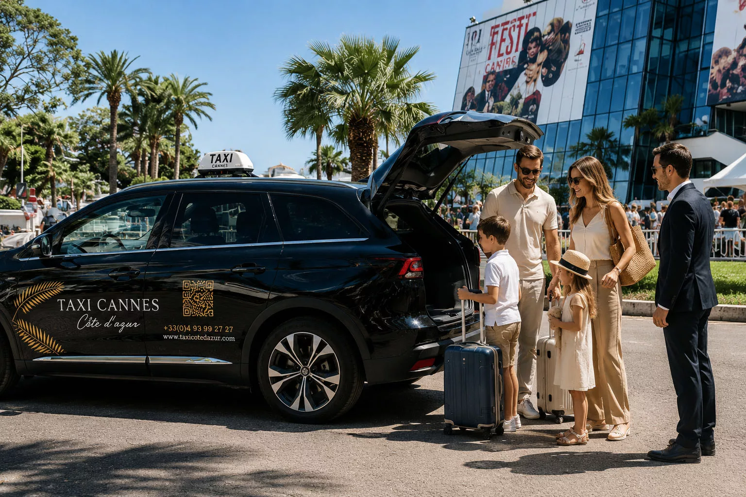 Taxi cannes Côte d'Azur famille palais des festival